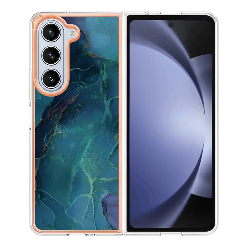 سلسلة YB IMD - النمط 16-E لجهاز Samsung Galaxy Z Fold5 5G غطاء من مادة TPU بسمك 2.0 مم بنمط رخامي - أخضر
