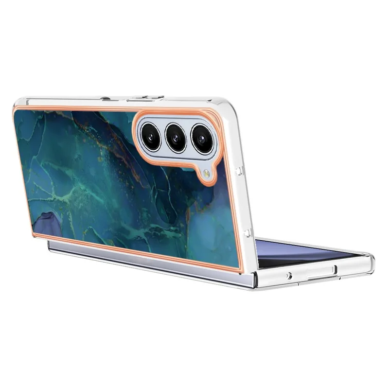 سلسلة YB IMD - النمط 16-E لجهاز Samsung Galaxy Z Fold5 5G غطاء من مادة TPU بسمك 2.0 مم بنمط رخامي - أخضر