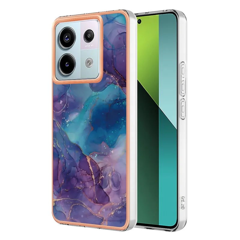 YB IMD Series-16 Style-E For Xiaomi Redmi Note 13 Pro 5G / Poco X6 5G TPU Case Electroplating Edge IMD Phone Cover - Purple