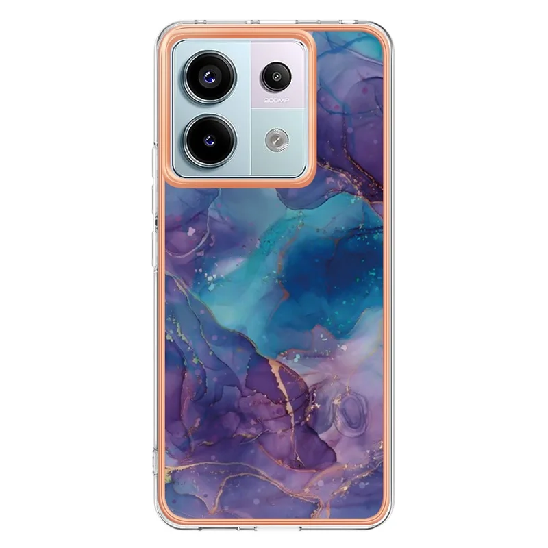 YB IMD Series-16 Style-E For Xiaomi Redmi Note 13 Pro 5G / Poco X6 5G TPU Case Electroplating Edge IMD Phone Cover - Purple