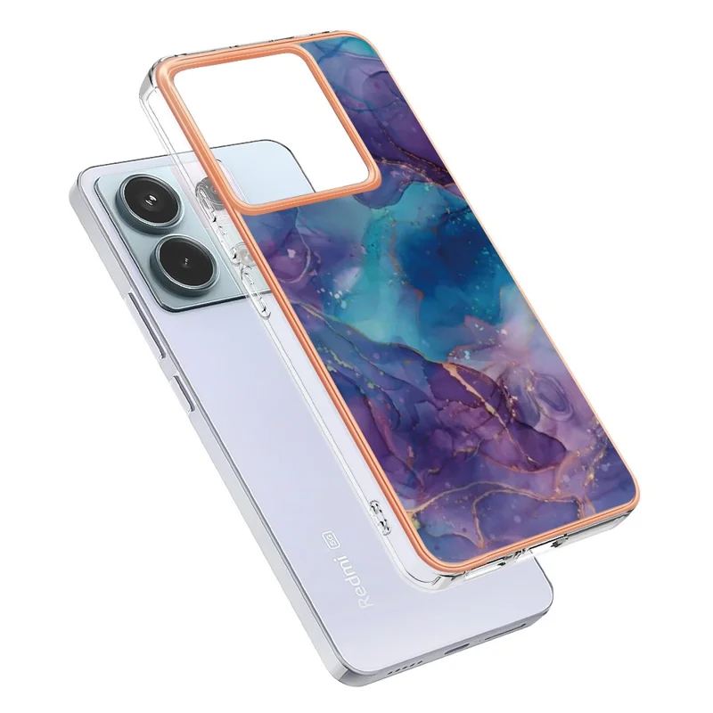 YB IMD Series-16 Style-E For Xiaomi Redmi Note 13 Pro 5G / Poco X6 5G TPU Case Electroplating Edge IMD Phone Cover - Purple