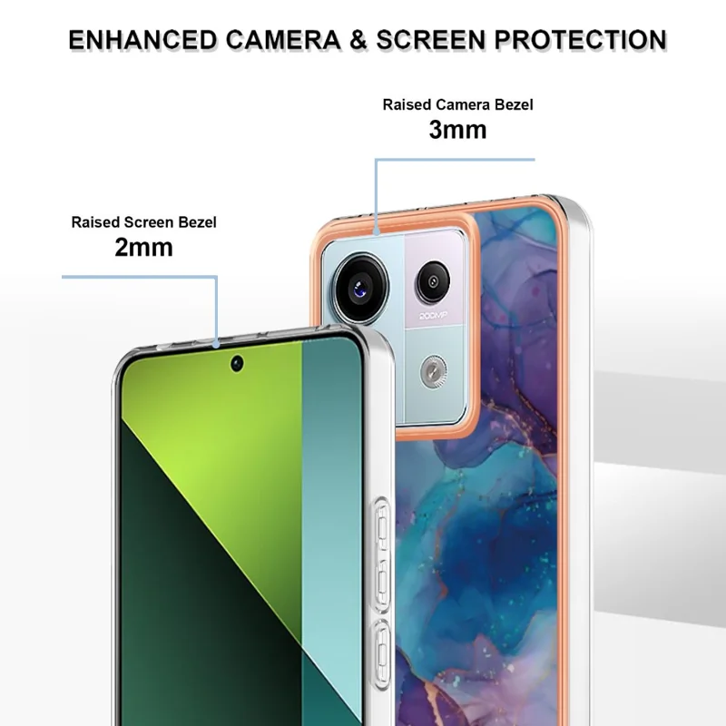YB IMD Series-16 Style-E For Xiaomi Redmi Note 13 Pro 5G / Poco X6 5G TPU Case Electroplating Edge IMD Phone Cover - Purple