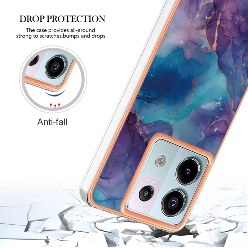 YB IMD Series-16 Style-E For Xiaomi Redmi Note 13 Pro 5G / Poco X6 5G TPU Case Electroplating Edge IMD Phone Cover - Purple