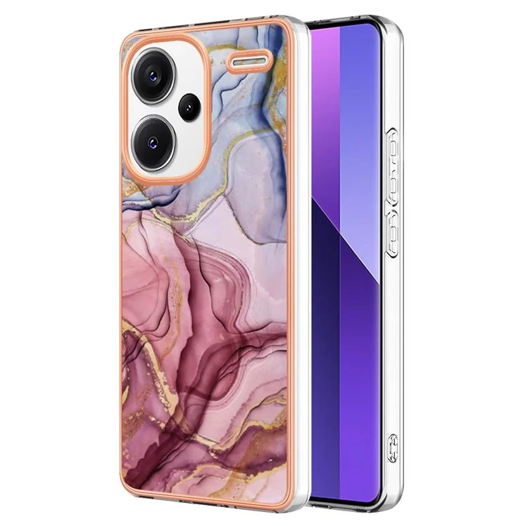 YB IMD Series-16 Style-E Para Xiaomi Redmi Note 13 Pro+ 5G Funda de Teléfono Electrochapado Borde IMD TPU Cover - Oro Rosa