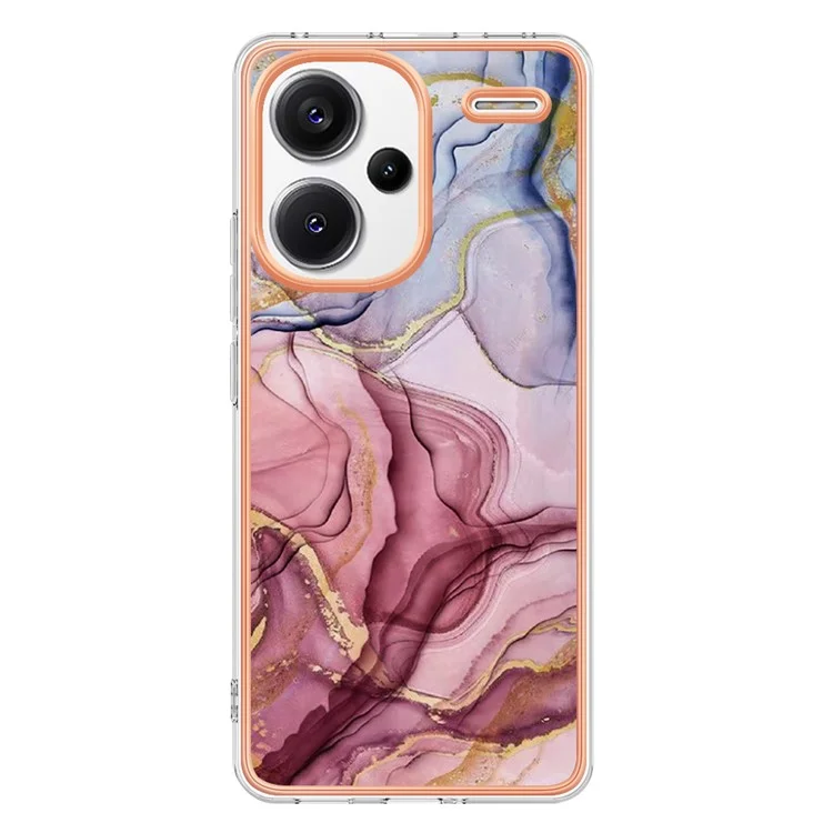 YB IMD Series-16 Style-E Para Xiaomi Redmi Note 13 Pro+ 5G Funda de Teléfono Electrochapado Borde IMD TPU Cover - Oro Rosa