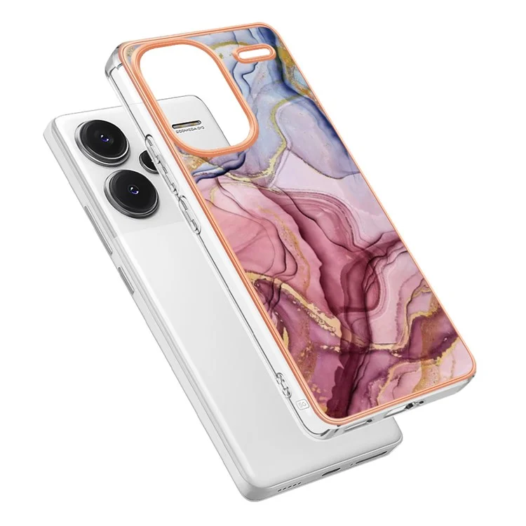YB IMD Series-16 Style-E Para Xiaomi Redmi Note 13 Pro+ 5G Funda de Teléfono Electrochapado Borde IMD TPU Cover - Oro Rosa