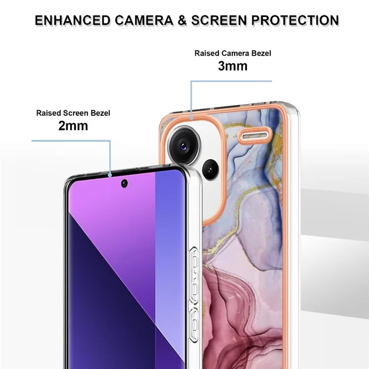 YB IMD Series-16 Style-E Para Xiaomi Redmi Note 13 Pro+ 5G Funda de Teléfono Electrochapado Borde IMD TPU Cover - Oro Rosa