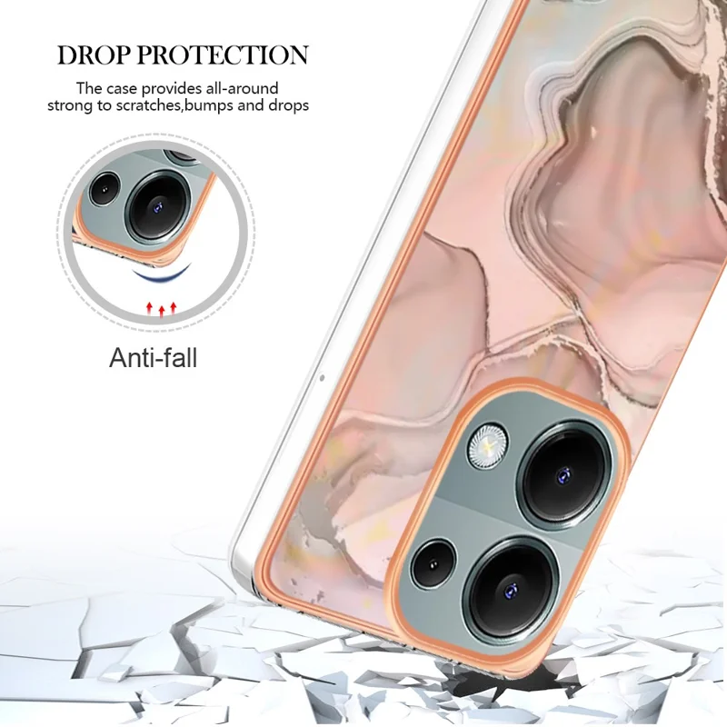 Série YB IMD-16 Style-E pour Xiaomi Redmi Note 13 Pro 4G / Poco M6 Pro 4G Coque 2.0mm Revêtement TPU Électrolytique - Rose