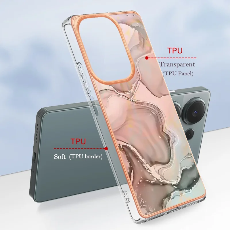 Série YB IMD-16 Style-E pour Xiaomi Redmi Note 13 Pro 4G / Poco M6 Pro 4G Coque 2.0mm Revêtement TPU Électrolytique - Rose