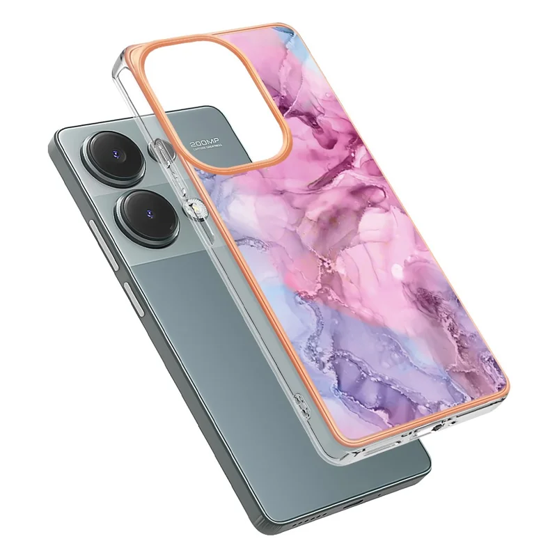 YB IMD Series-16 Style-E For Xiaomi Redmi Note 13 Pro 4G / Poco M6 Pro 4G Case 2.0mm Electroplating TPU Cover - Rose