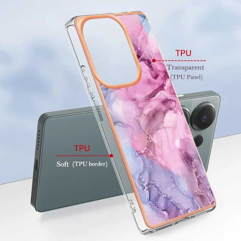 YB IMD Series-16 Style-E For Xiaomi Redmi Note 13 Pro 4G / Poco M6 Pro 4G Case 2.0mm Electroplating TPU Cover - Rose