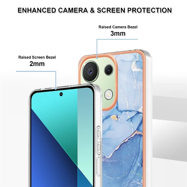 YB IMD Series-16 Style-E For Xiaomi Redmi Note 13 4G Case Electroplating Slim TPU Phone Cover - Blue