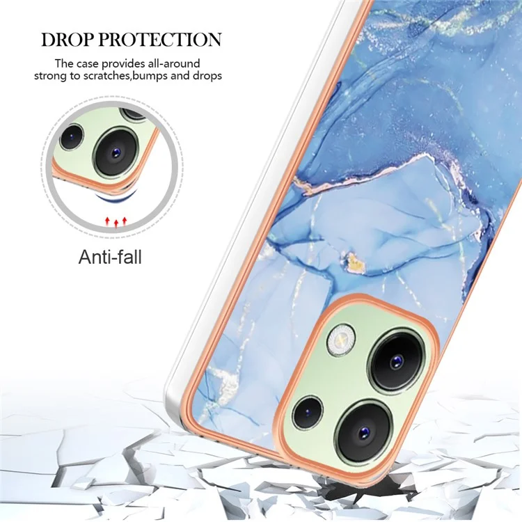 YB IMD Series-16 Style-E For Xiaomi Redmi Note 13 4G Case Electroplating Slim TPU Phone Cover - Blue