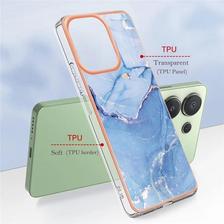 YB IMD Series-16 Style-E For Xiaomi Redmi Note 13 4G Case Electroplating Slim TPU Phone Cover - Blue