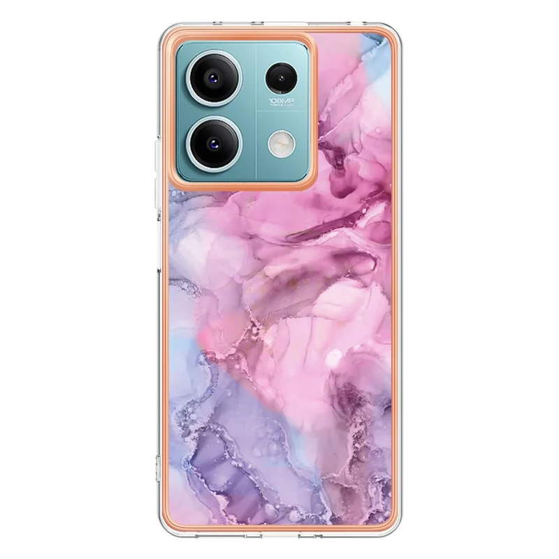 YB IMD Series-16 Style-E For Xiaomi Redmi Note 13 5G Case Electroplating Edge TPU Slim-Fit Back Cover - Rose