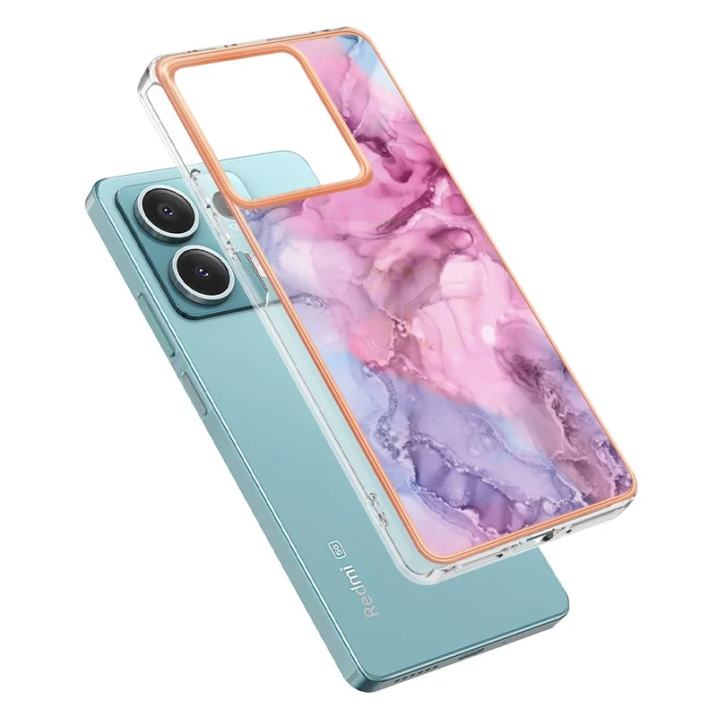 YB IMD Series-16 Style-E For Xiaomi Redmi Note 13 5G Case Electroplating Edge TPU Slim-Fit Back Cover - Rose