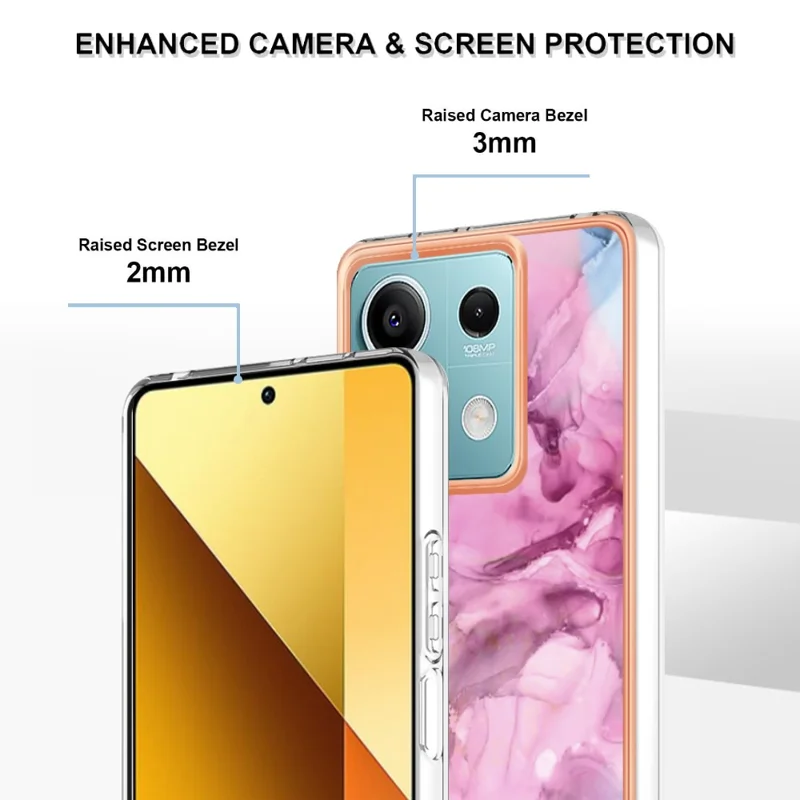 YB IMD Series-16 Style-E For Xiaomi Redmi Note 13 5G Case Electroplating Edge TPU Slim-Fit Back Cover - Rose