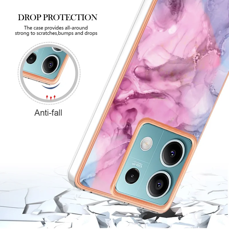 YB IMD Series-16 Style-E For Xiaomi Redmi Note 13 5G Case Electroplating Edge TPU Slim-Fit Back Cover - Rose