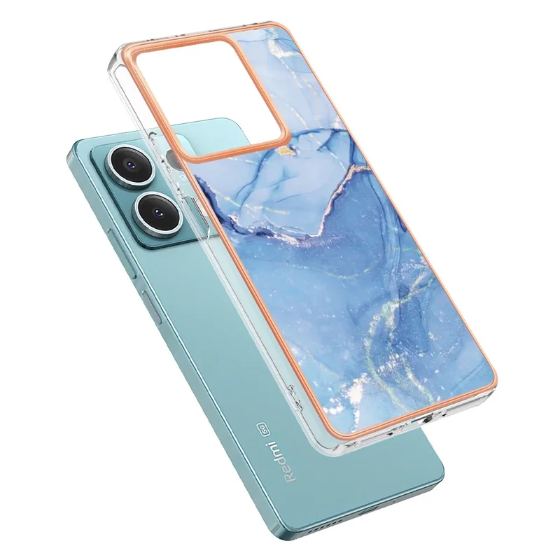 YB IMD Series-16 Style-E For Xiaomi Redmi Note 13 5G Case Electroplating Edge TPU Slim-Fit Back Cover - Blue