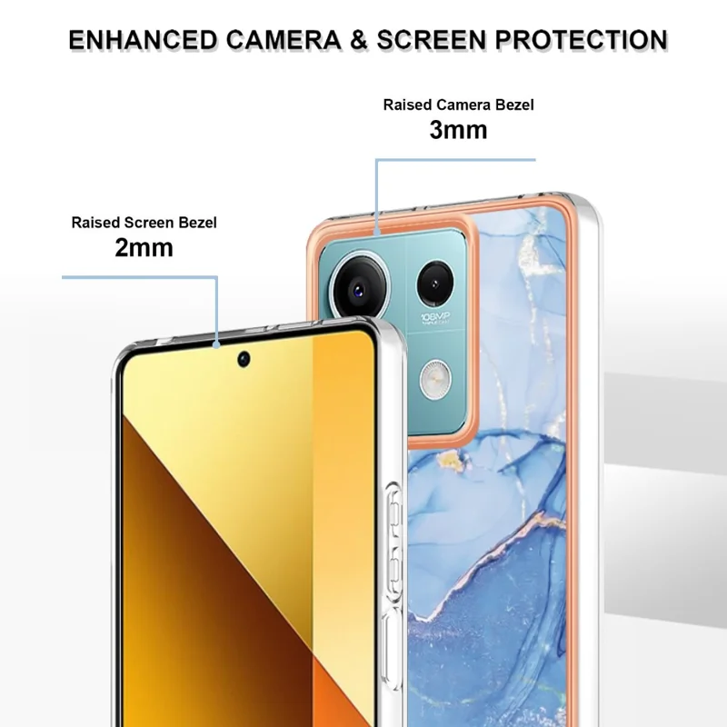 YB IMD Series-16 Style-E For Xiaomi Redmi Note 13 5G Case Electroplating Edge TPU Slim-Fit Back Cover - Blue