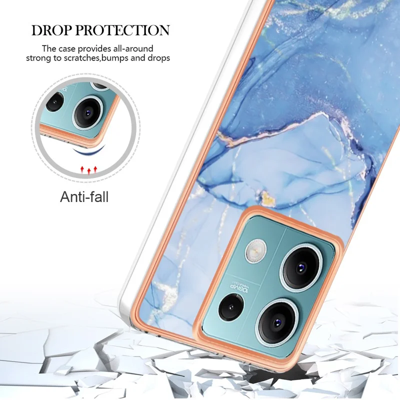 YB IMD Series-16 Style-E For Xiaomi Redmi Note 13 5G Case Electroplating Edge TPU Slim-Fit Back Cover - Blue