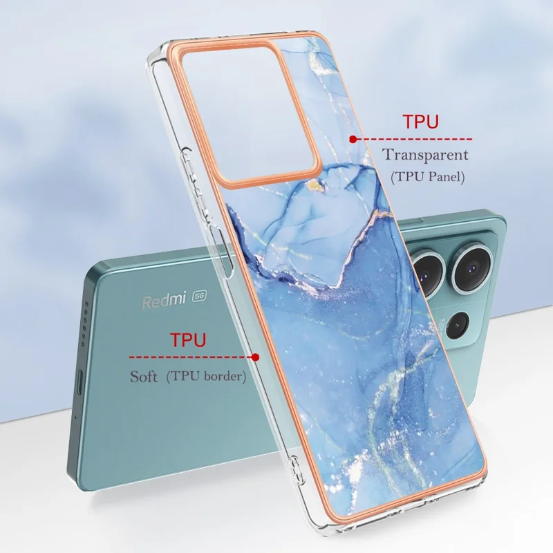 YB IMD Series-16 Style-E For Xiaomi Redmi Note 13 5G Case Electroplating Edge TPU Slim-Fit Back Cover - Blue