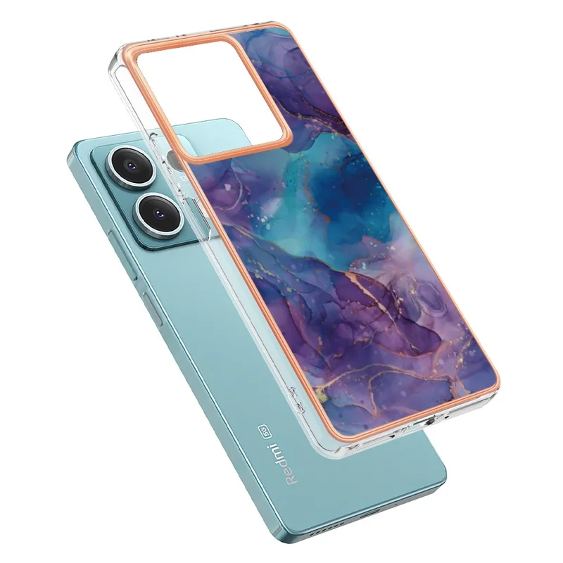 YB IMD Series-16 Style-E For Xiaomi Redmi Note 13 5G Case Electroplating Edge TPU Slim-Fit Back Cover - Purple