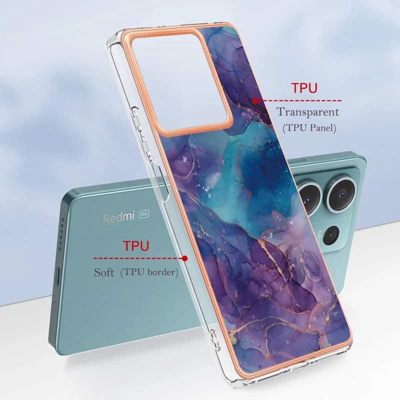 YB IMD Series-16 Style-E For Xiaomi Redmi Note 13 5G Case Electroplating Edge TPU Slim-Fit Back Cover - Purple