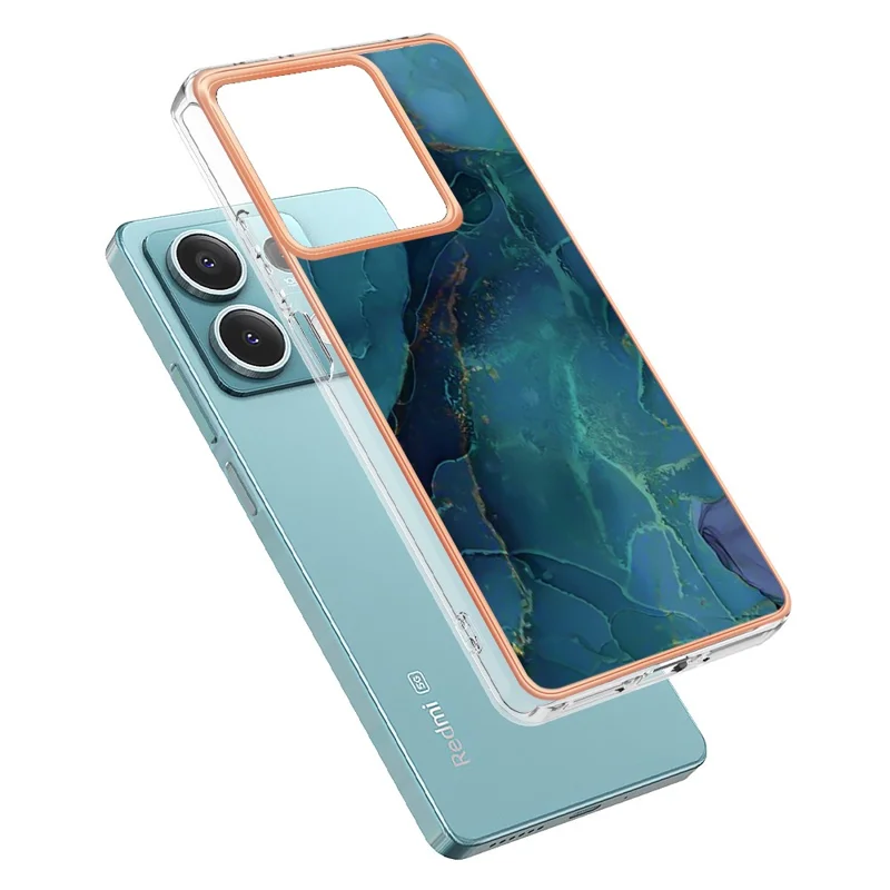 YB IMD Series-16 Style-E For Xiaomi Redmi Note 13 5G Case Electroplating Edge TPU Slim-Fit Back Cover - Green
