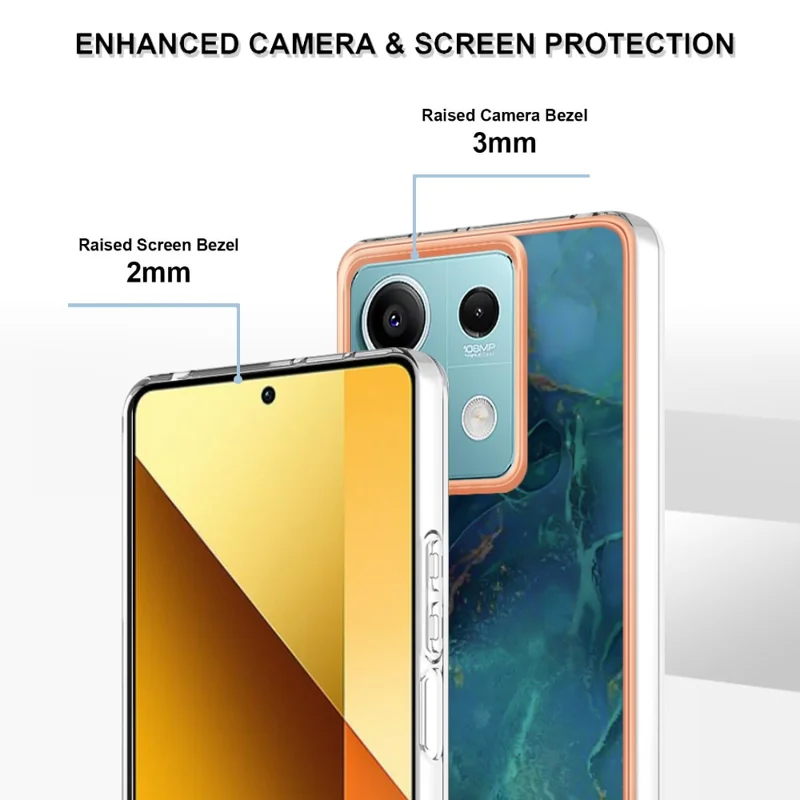 YB IMD Series-16 Style-E For Xiaomi Redmi Note 13 5G Case Electroplating Edge TPU Slim-Fit Back Cover - Green