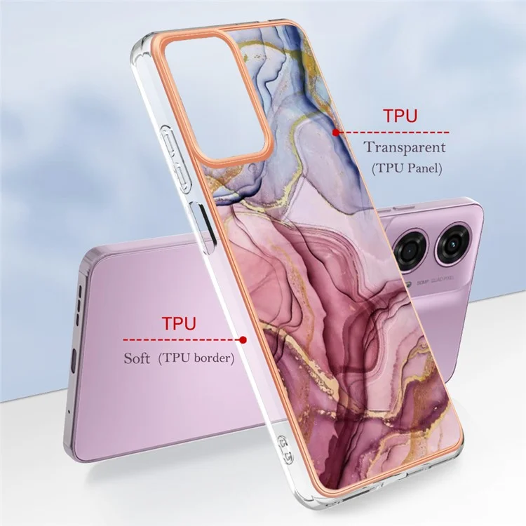 YB IMD Series-16 Style-E For Motorola Moto E14 4G / G04 4G / G04s 4G / G24 4G Case TPU Phone Cover Dual IMD Shell - Rose Gold