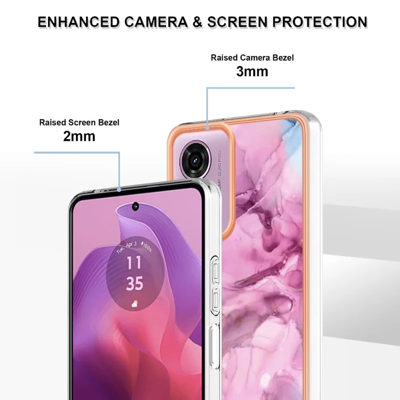 YB IMD Series-16 Style-E For Motorola Moto E14 4G / G04 4G / G04s 4G / G24 4G Case TPU Phone Cover Dual IMD Shell - Rose