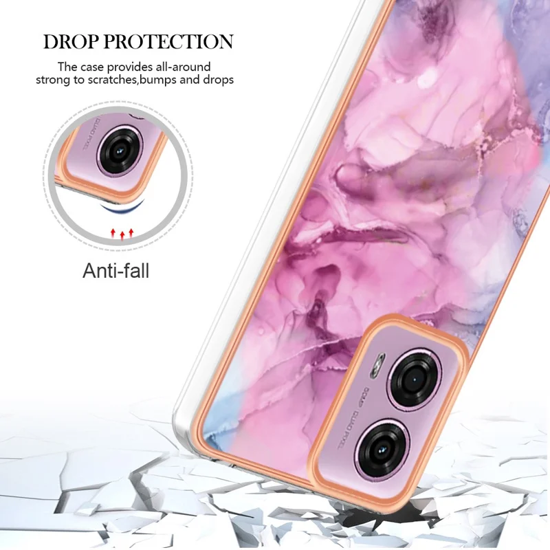 YB IMD Series-16 Style-E For Motorola Moto E14 4G / G04 4G / G04s 4G / G24 4G Case TPU Phone Cover Dual IMD Shell - Rose