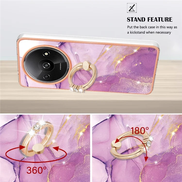 YB IMD Series-10 для Xiaomi Redmi A3 / Poco C61 4G Чехол Kickstand TPU Electroplating Design - Purple 001