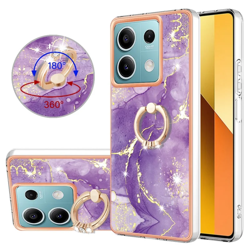 Serie YB IMD-10 para Xiaomi Redmi Note 13 5G Funda TPU Electrochapada con Soporte - Púrpura 002