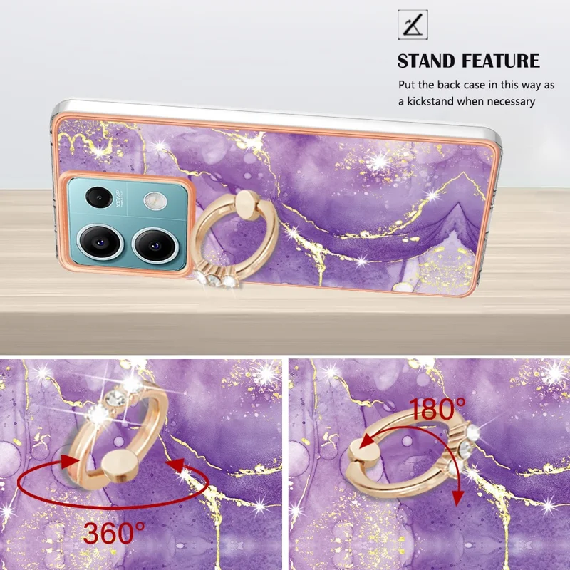Serie YB IMD-10 para Xiaomi Redmi Note 13 5G Funda TPU Electrochapada con Soporte - Púrpura 002