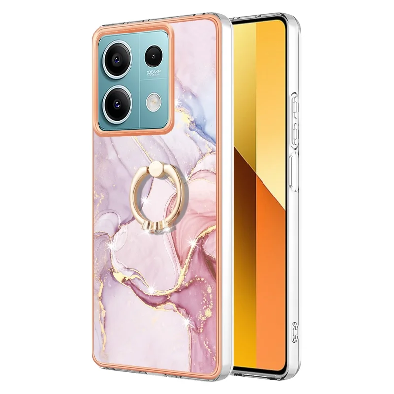 YB IMD Series-10 Para Xiaomi Redmi Note 13 5G Capa de TPU Eletrodeposição Suporte de Suporte do Telefone - Rose Gold 005