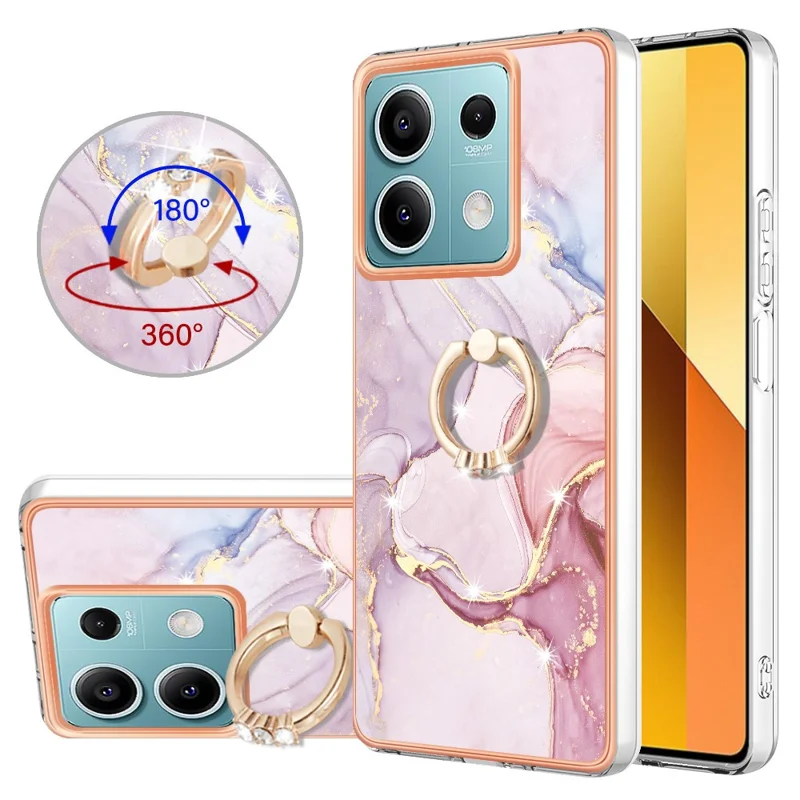 YB IMD Series-10 Para Xiaomi Redmi Note 13 5G Capa de TPU Eletrodeposição Suporte de Suporte do Telefone - Rose Gold 005