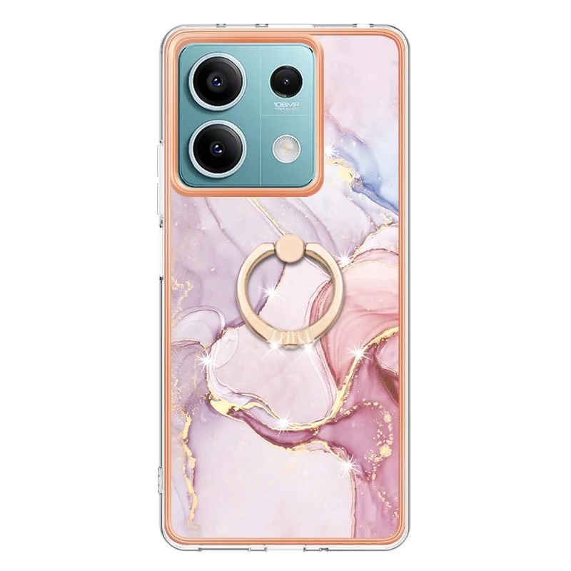 YB IMD Series-10 Para Xiaomi Redmi Note 13 5G Capa de TPU Eletrodeposição Suporte de Suporte do Telefone - Rose Gold 005