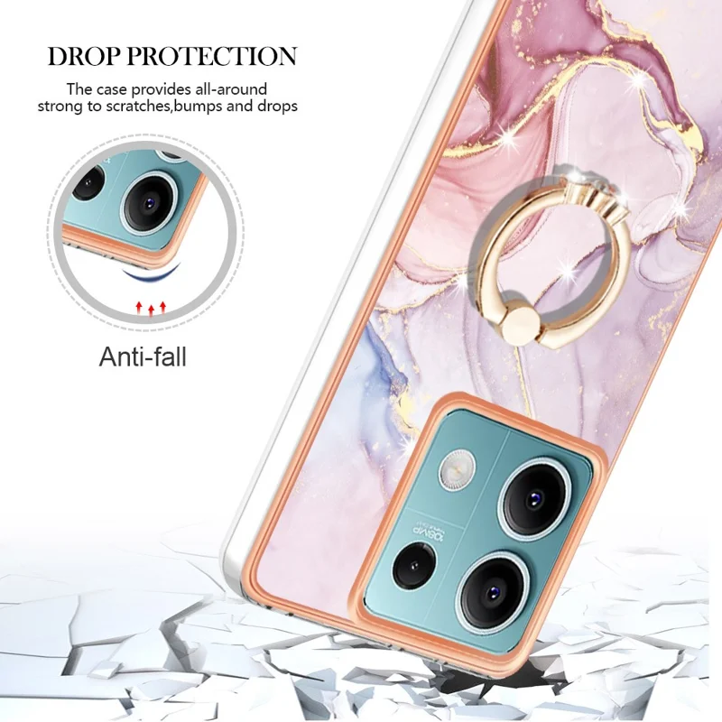 YB IMD Series-10 Para Xiaomi Redmi Note 13 5G Capa de TPU Eletrodeposição Suporte de Suporte do Telefone - Rose Gold 005
