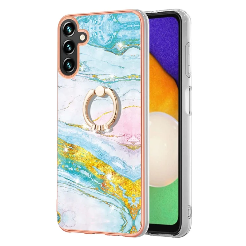 YB IMD Series-10 для Samsung Galaxy A35 5G TPU чехол с электрохромным покрытием и подставкой - Зеленый 004