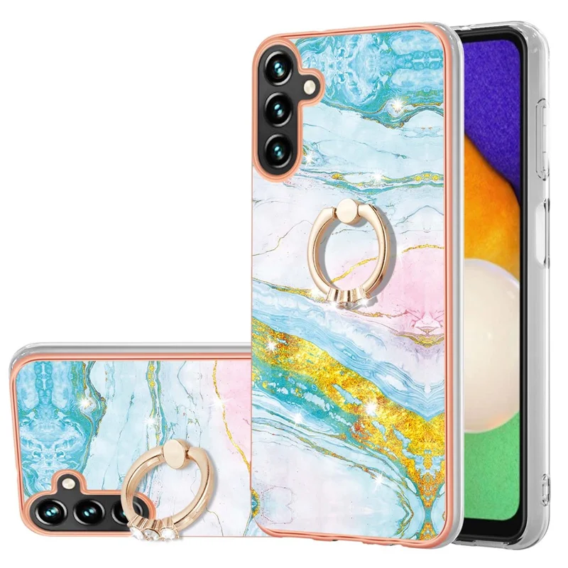 YB IMD Series-10 для Samsung Galaxy A35 5G TPU чехол с электрохромным покрытием и подставкой - Зеленый 004