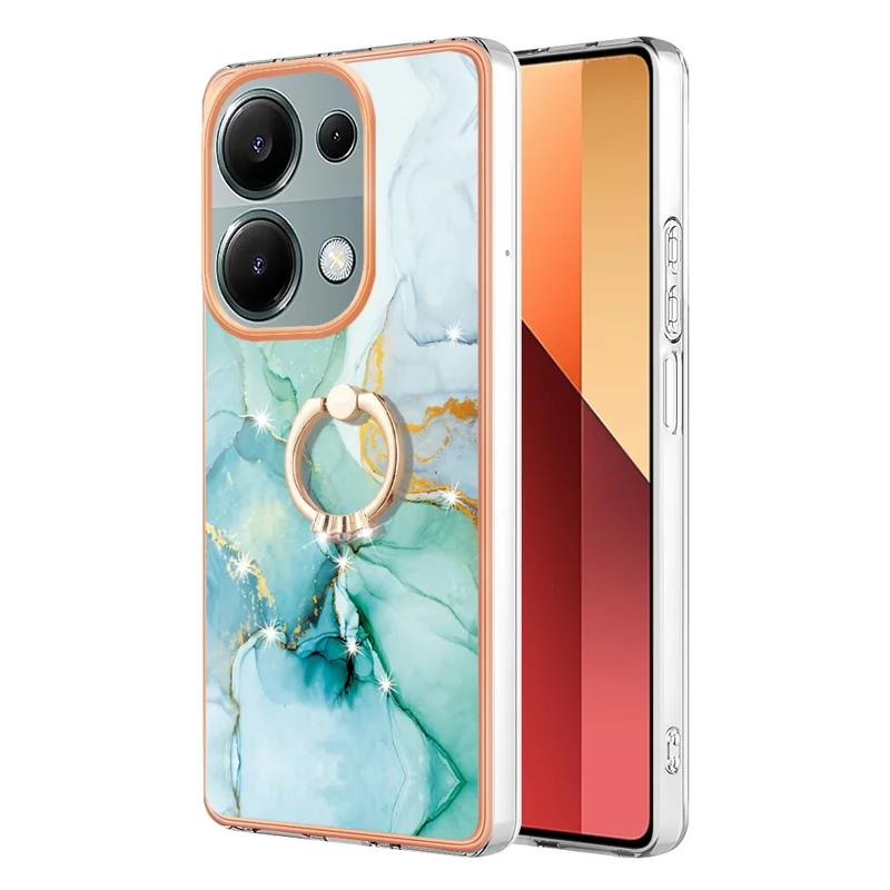 YB IMD Series-10 Per Xiaomi Redmi Note 13 Pro 4G / Poco M6 Pro 4G Custodia del telefono Caso TPU motivo marmo supporto - Verde 003