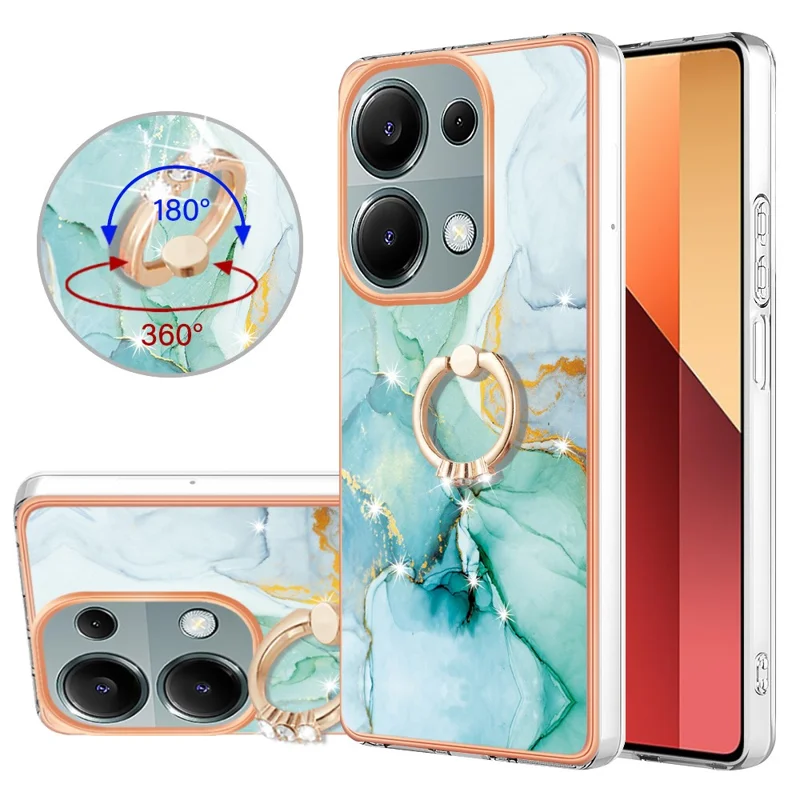YB IMD Series-10 Per Xiaomi Redmi Note 13 Pro 4G / Poco M6 Pro 4G Custodia del telefono Caso TPU motivo marmo supporto - Verde 003