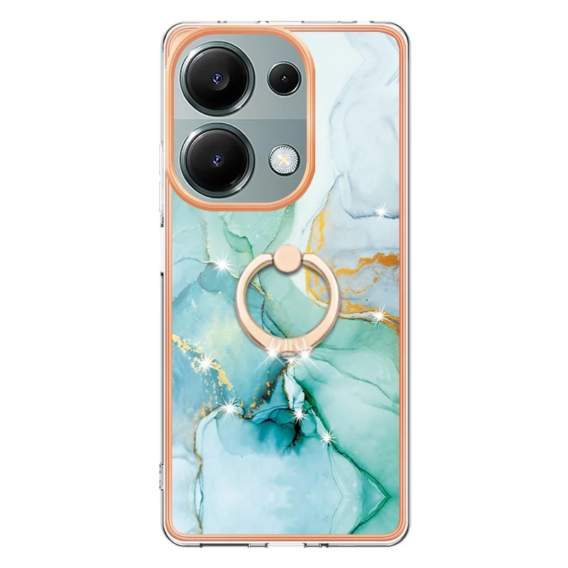 YB IMD Series-10 Per Xiaomi Redmi Note 13 Pro 4G / Poco M6 Pro 4G Custodia del telefono Caso TPU motivo marmo supporto - Verde 003