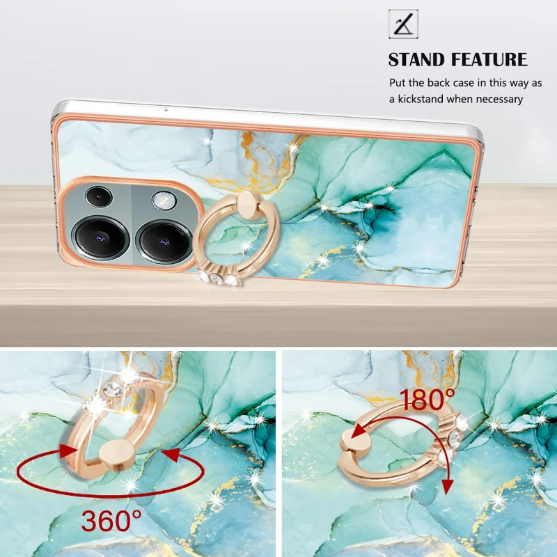 YB IMD Series-10 Per Xiaomi Redmi Note 13 Pro 4G / Poco M6 Pro 4G Custodia del telefono Caso TPU motivo marmo supporto - Verde 003