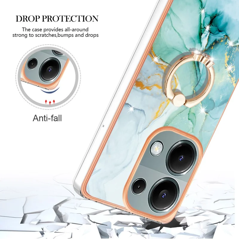 YB IMD Series-10 Per Xiaomi Redmi Note 13 Pro 4G / Poco M6 Pro 4G Custodia del telefono Caso TPU motivo marmo supporto - Verde 003