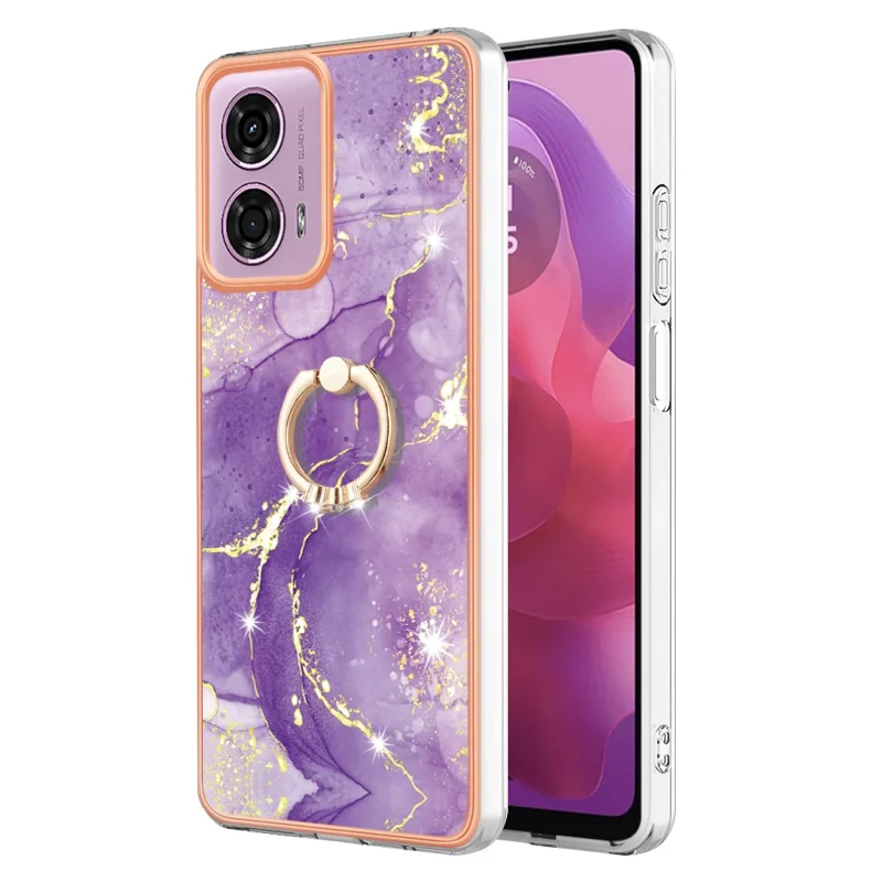 YB IMD Series-10 Per Motorola Moto E14 4G / G04 4G / G04s 4G / G24 4G Custodia per telefono Custodia antishock in TPU con supporto - Viola 002