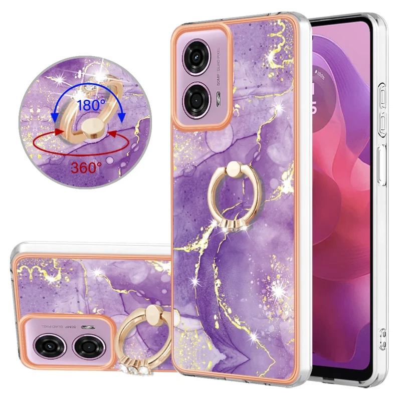 YB IMD Series-10 Per Motorola Moto E14 4G / G04 4G / G04s 4G / G24 4G Custodia per telefono Custodia antishock in TPU con supporto - Viola 002