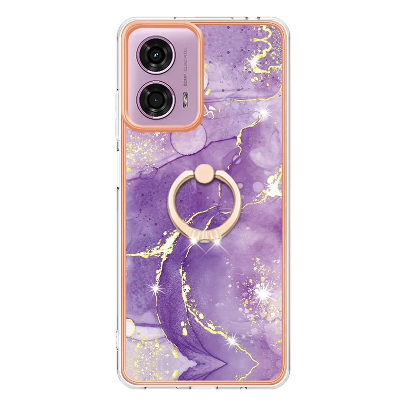 YB IMD Series-10 Per Motorola Moto E14 4G / G04 4G / G04s 4G / G24 4G Custodia per telefono Custodia antishock in TPU con supporto - Viola 002